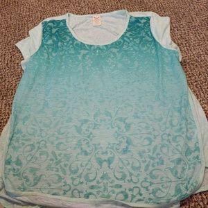 Xxl mint green and teal patterned shirt w/ jewels